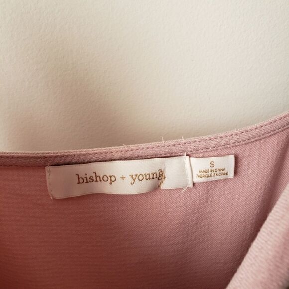 NWT BISHOP+YOUNG pink V neck button down dress - Picture 6 of 7